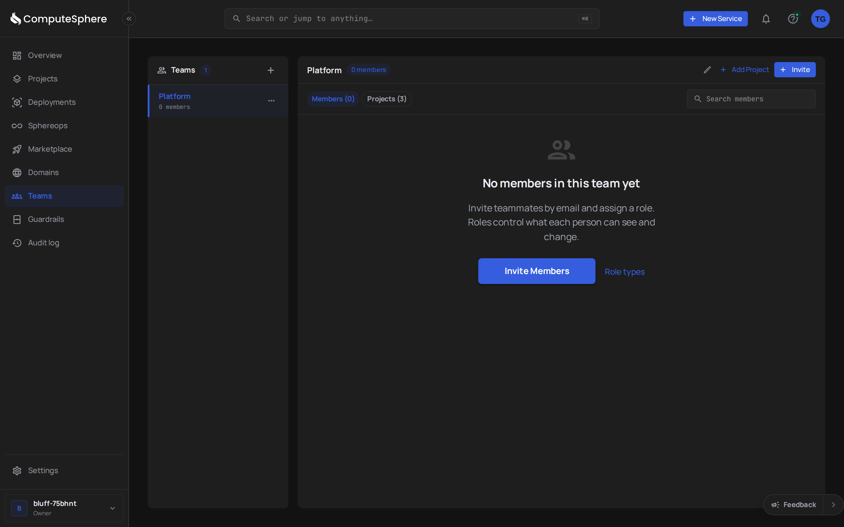 Teams tab with the Invite button in the header